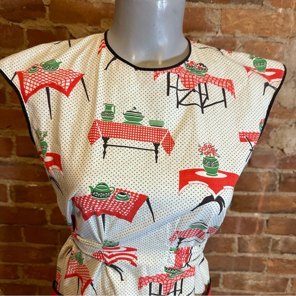 Vintage mcm apron novelty print fabric sz small - Picture 2 of 5